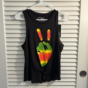 NWT Chaser Rasta Peace sign Tank - Medium